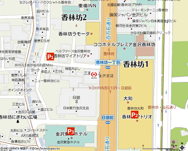 金沢支店付近の地図